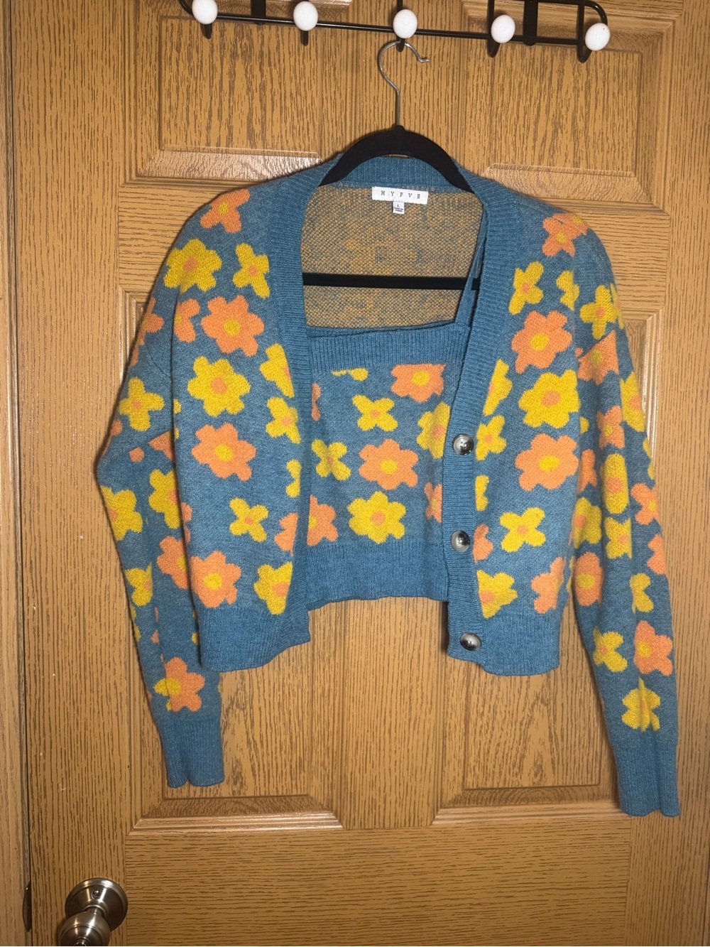 HYFVE Blue Floral Cropped Cardigan & Tank Set